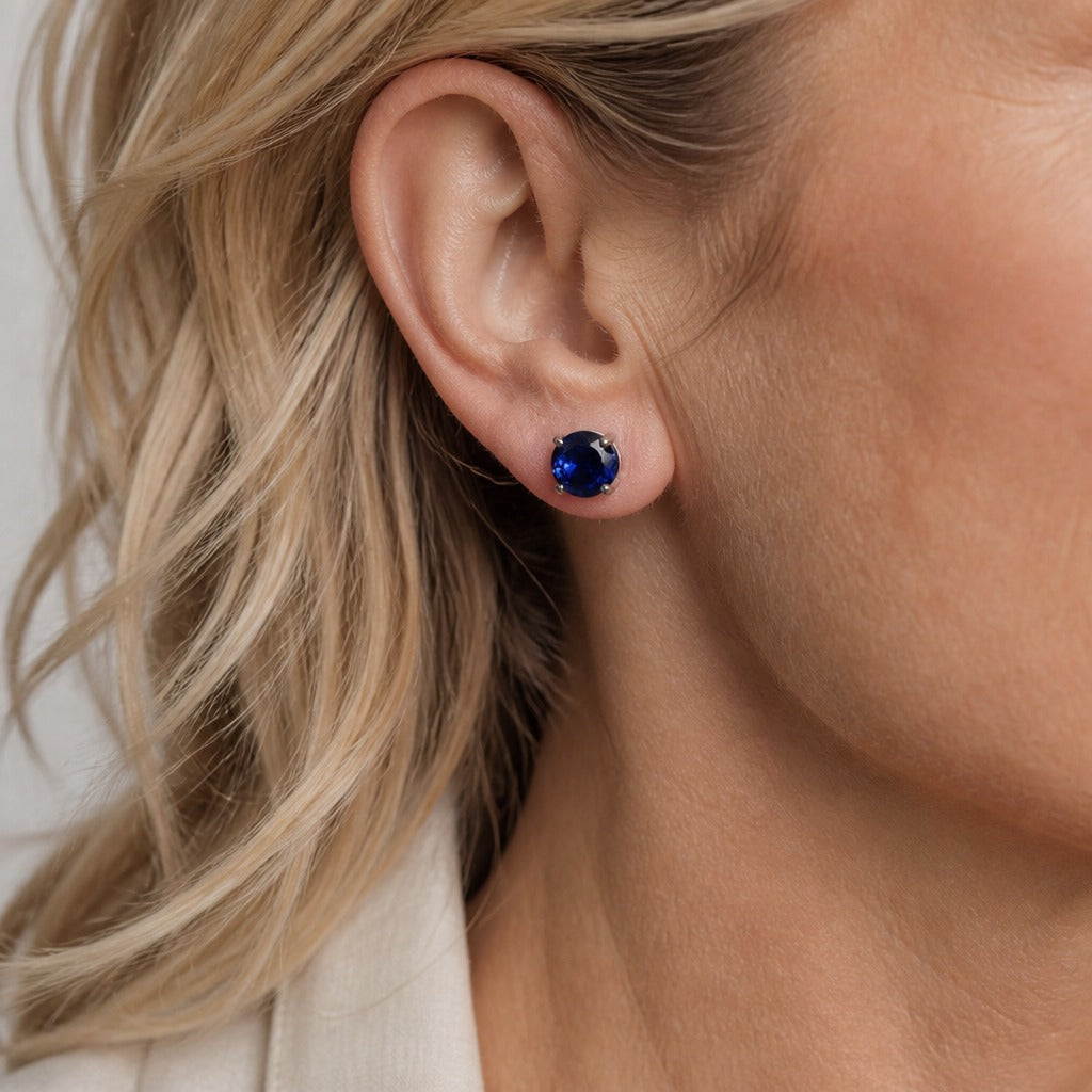 Timeless Round Cut Stone Stud Earrings