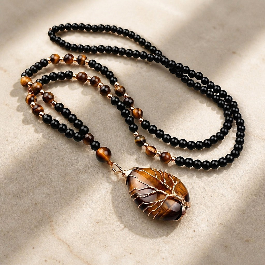Tree of Life Stone Pendant Necklace