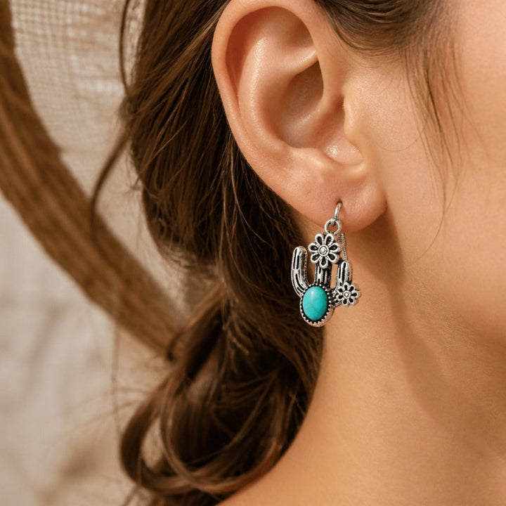 Turquoise Cactus Flower Earrings