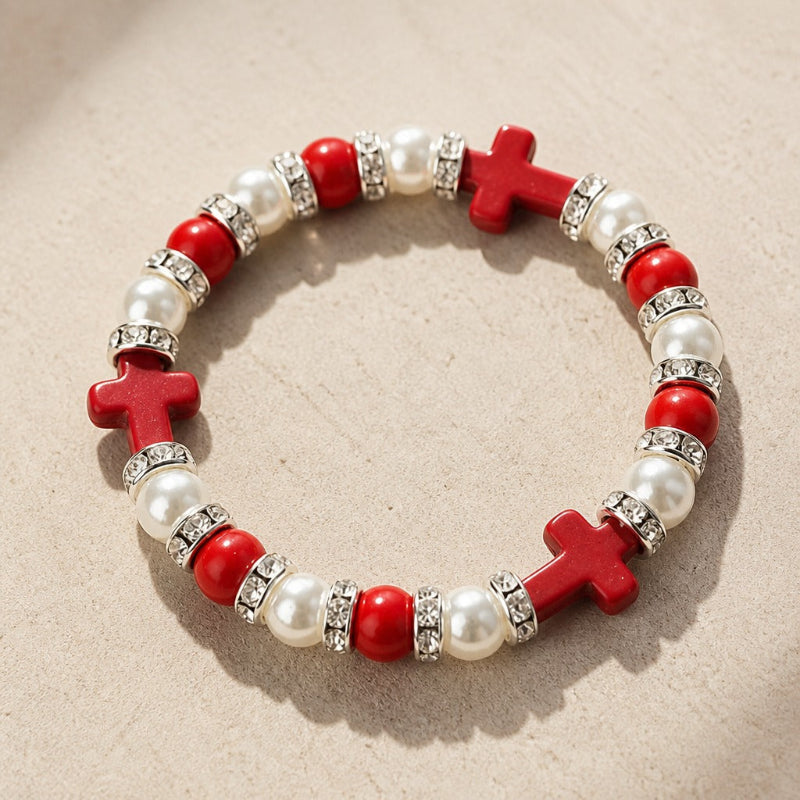 Turquoise Cross Beaded Bracelet