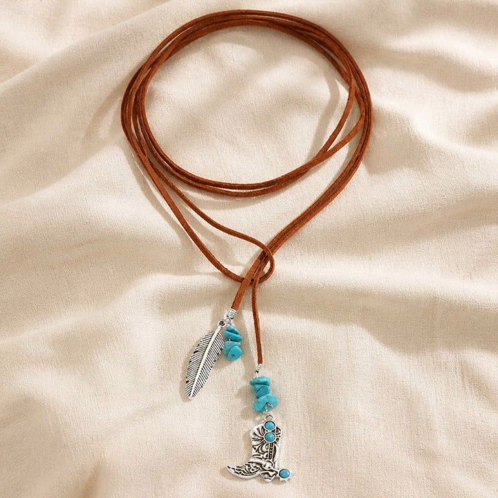 Turquoise Feather Wrap Necklace