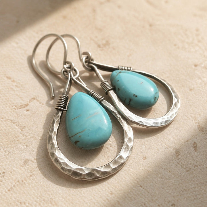 Turquoise Teardrop Hoop Earrings