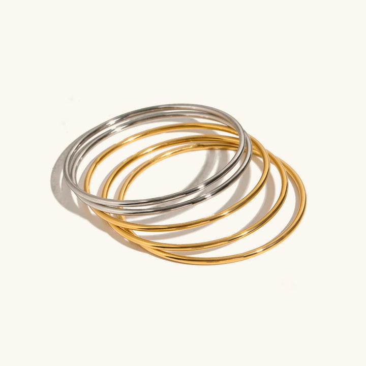 Dazzling Stackable Gold Bangle Set