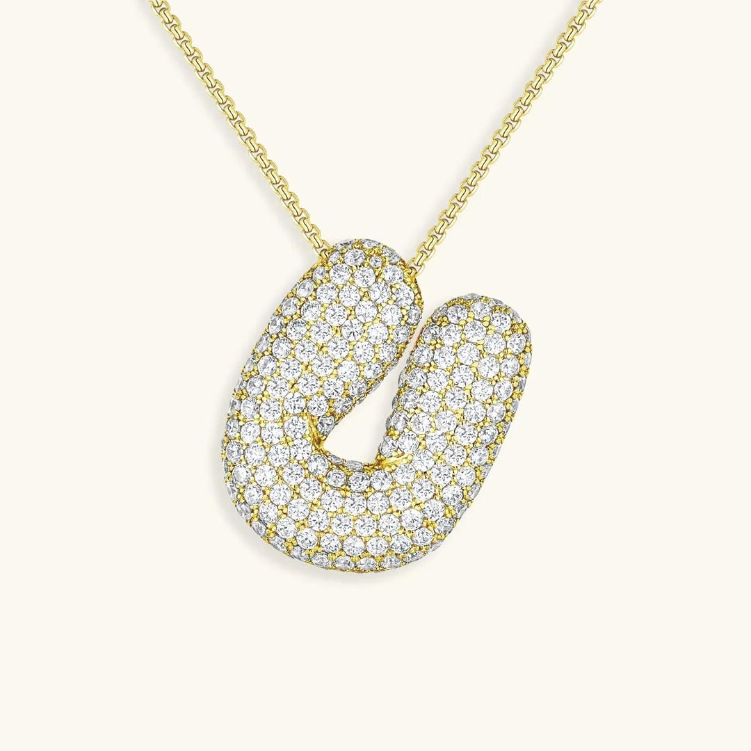 Bubble Initial Crystals Necklace