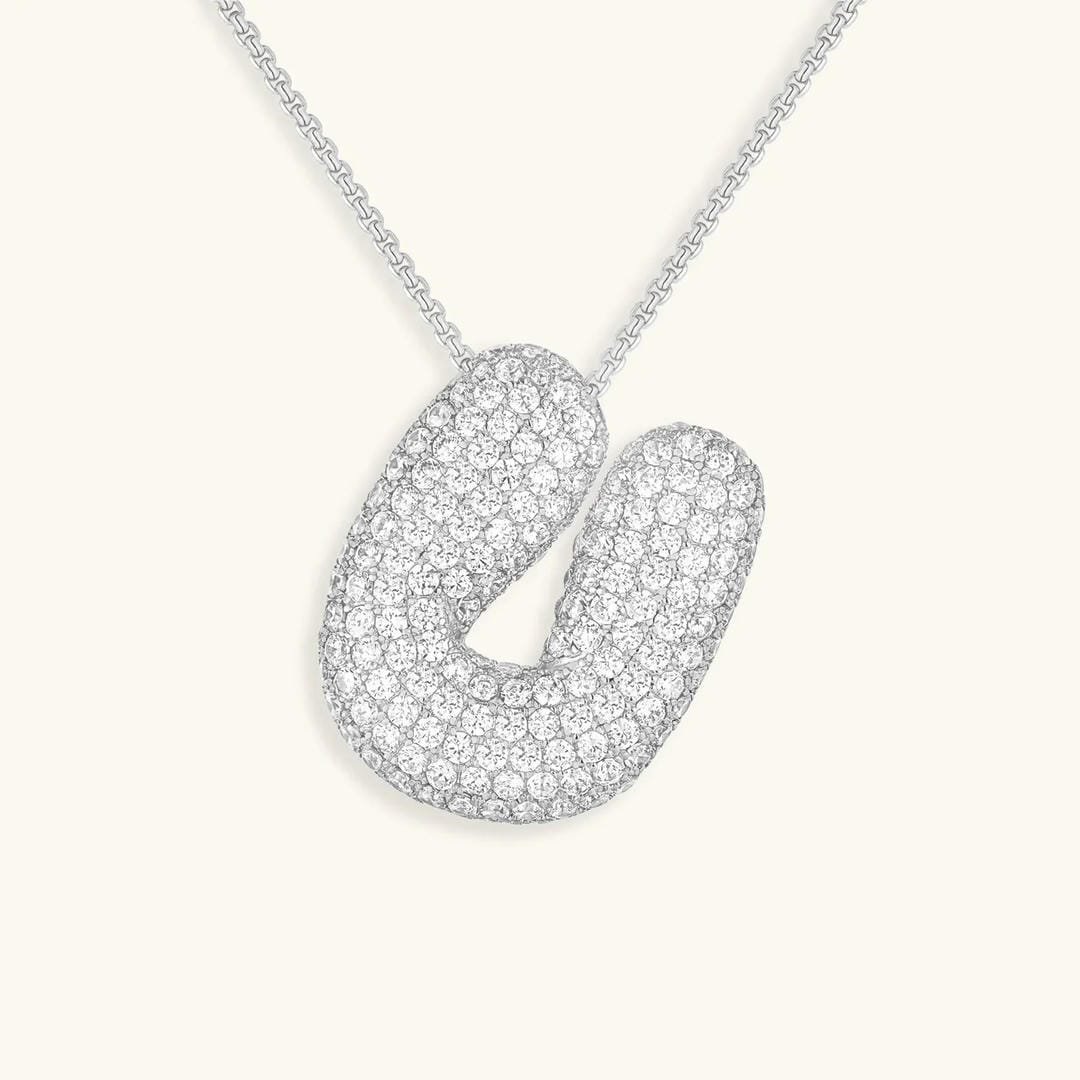 Bubble Initial Crystals Necklace