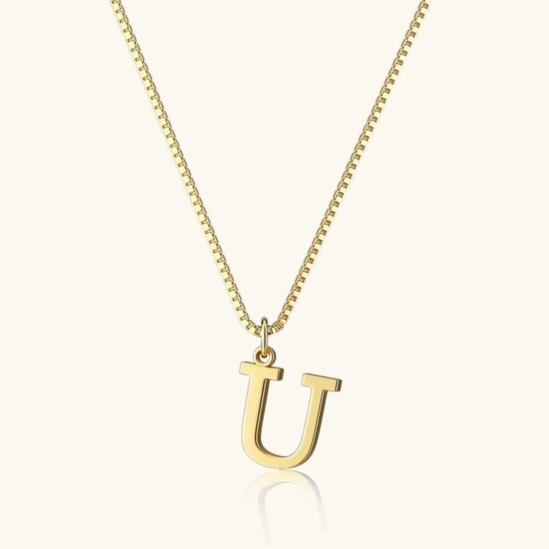 Vintage Letter Initial Gold Necklace