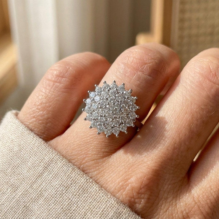 Crystals Cluster Halo Statement Ring