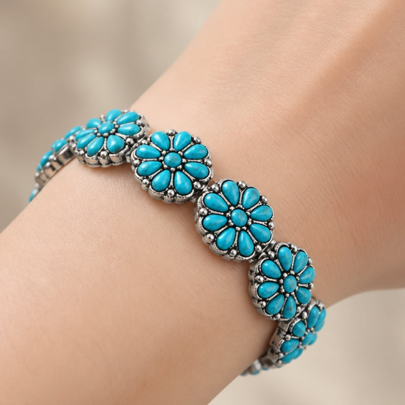 Turquoise Flower Stretch Bracelet