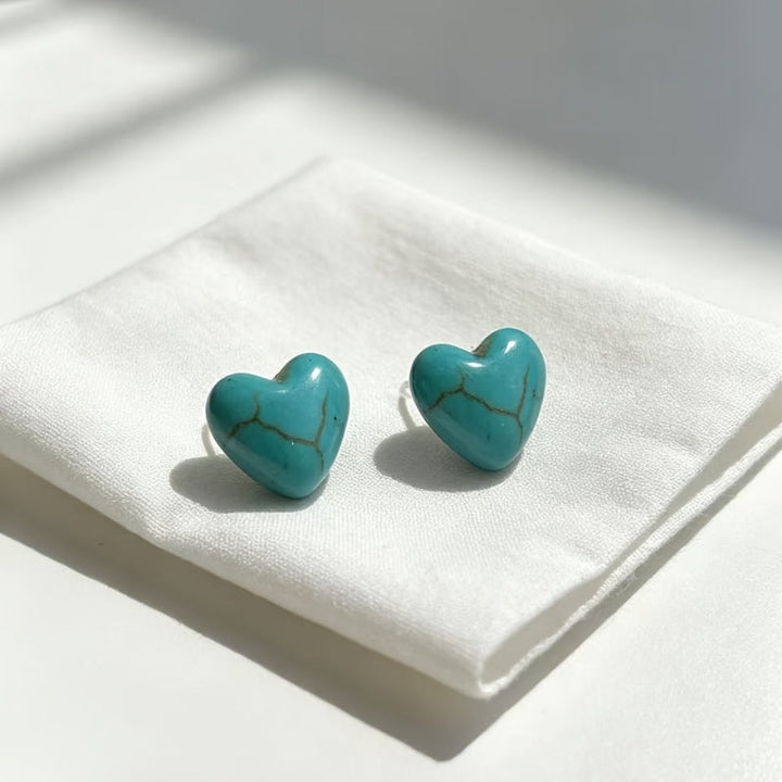 Turquoise Heart Stud Earrings