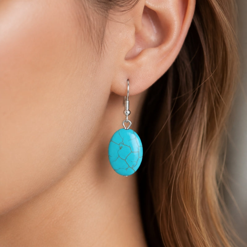 Turquoise Oval Drop Earrings