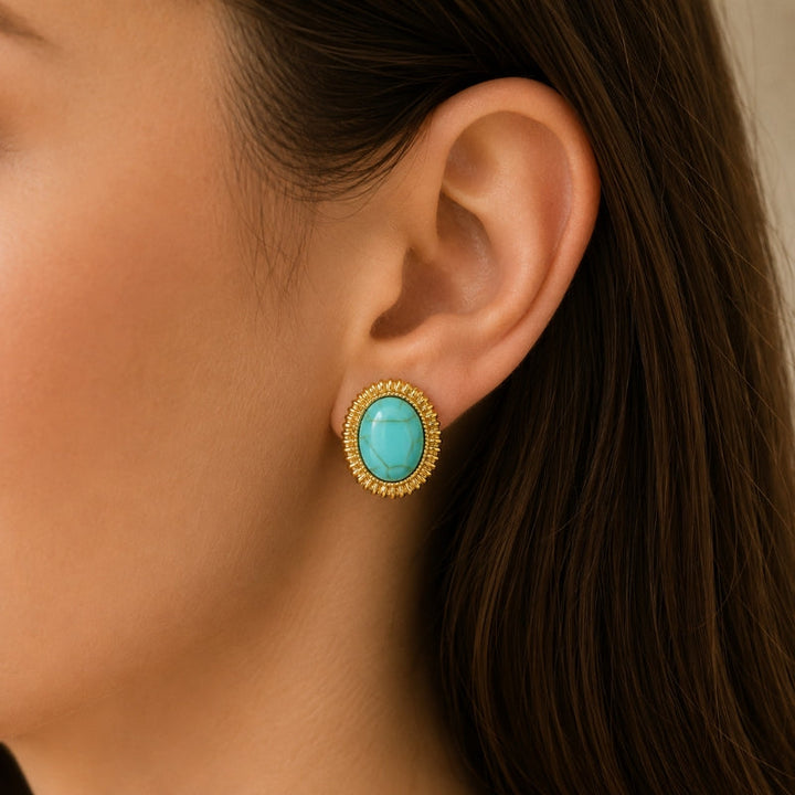 Majestic Turquoise Oval Earrings