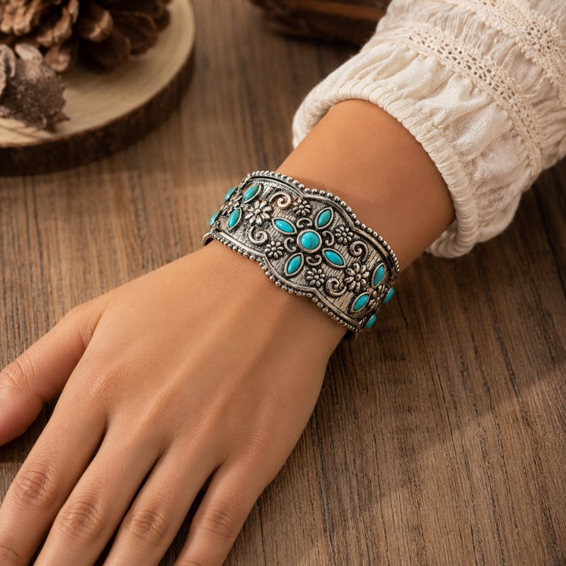 Graceful Turquoise Floral Bracelet
