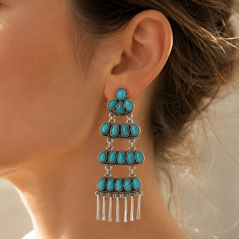 Turquoise Squash Blossom Earrings