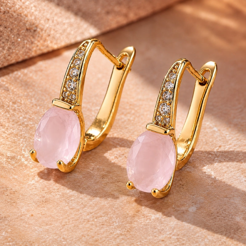 Lustrous Pink Statement Earrings