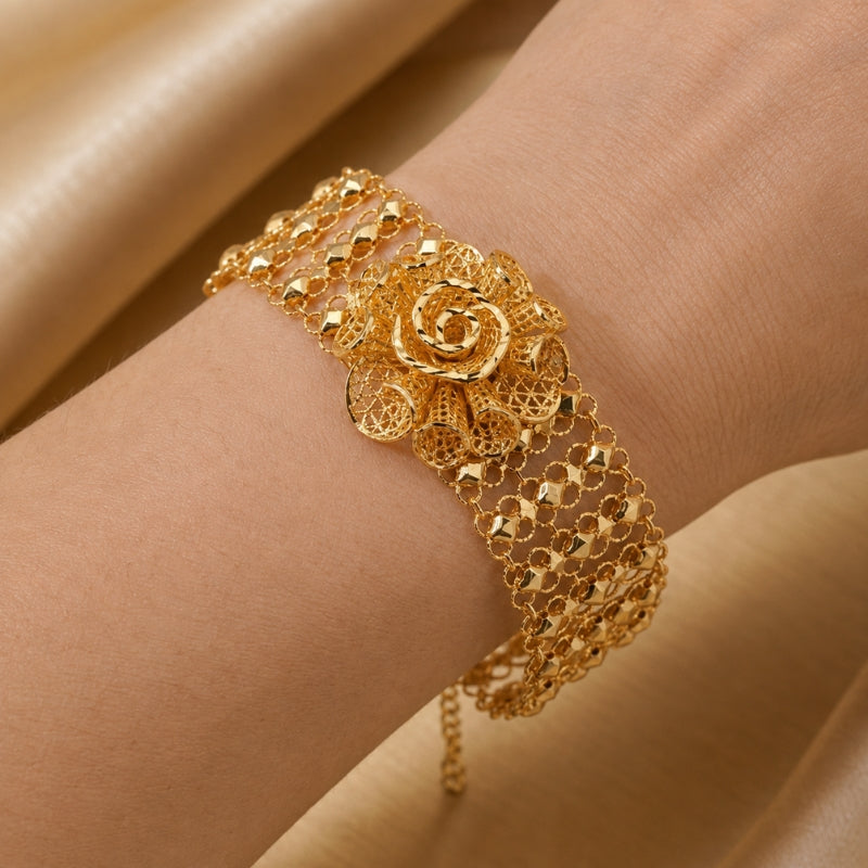 Luxe Rose Flower Bracelet