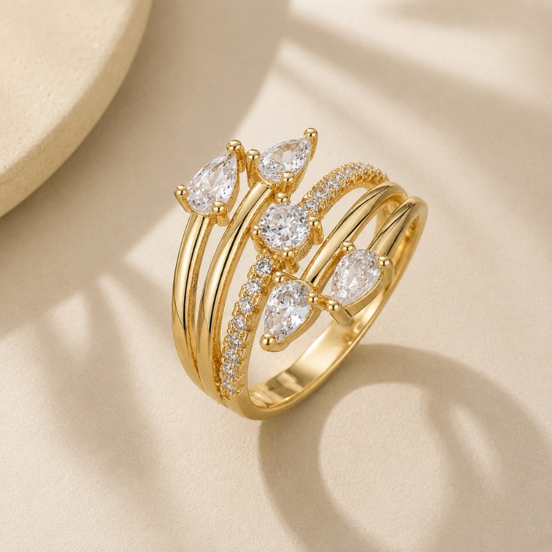 Radiant Geometric Zirconia Ring