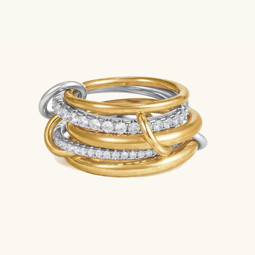 Elegant Stacked Crystal Gold Ring