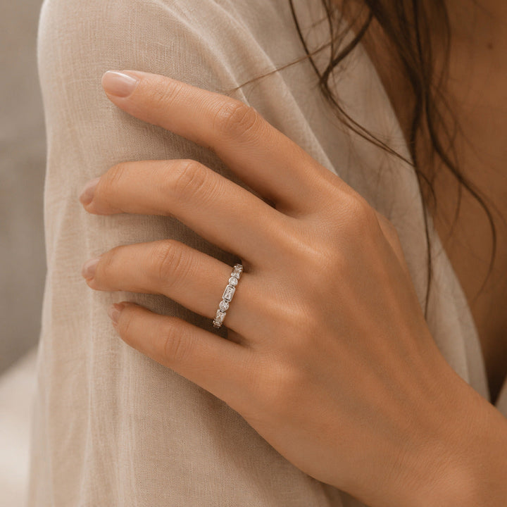 Vintage Bezel Crystal Eternity Ring