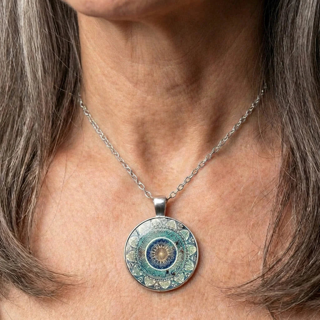Intricate Blue Mandala Necklace