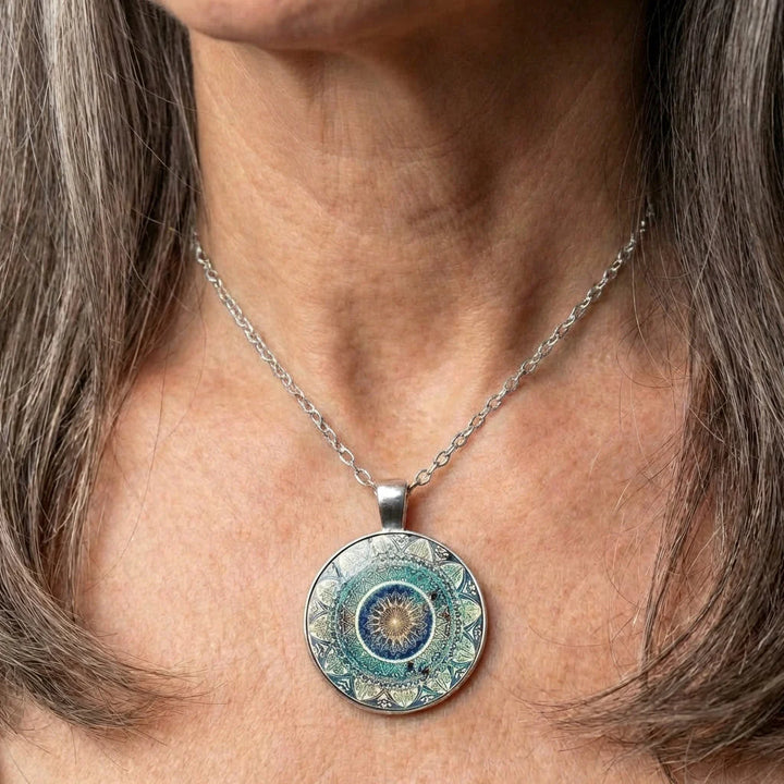 Intricate Blue Mandala Necklace