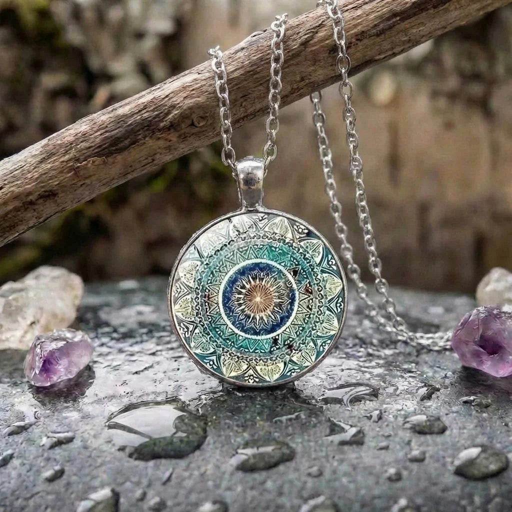 Intricate Blue Mandala Necklace
