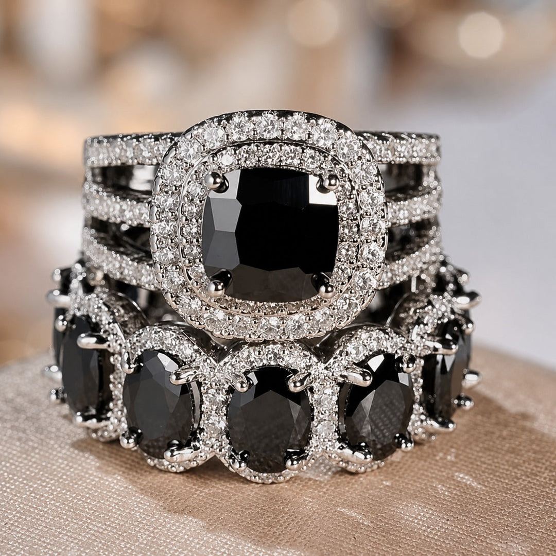 Onyx Black Zirconia Stack Ring Set