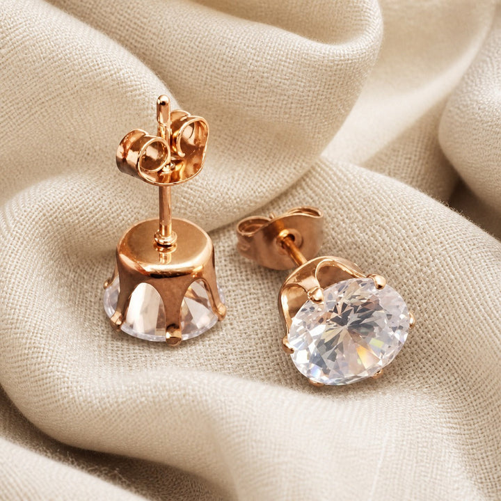 White Gold Zirconia Stud Earrings