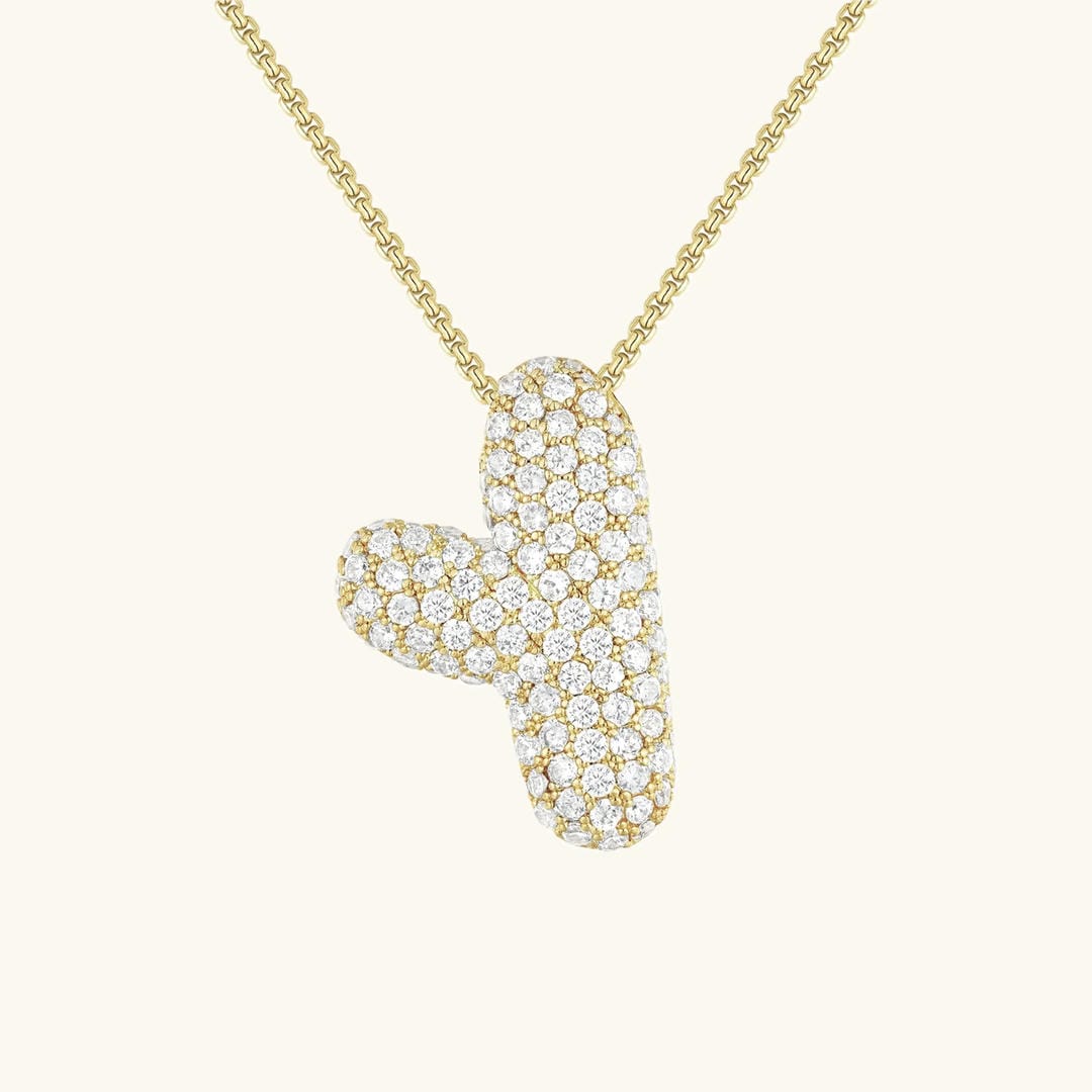Bubble Initial Crystals Necklace