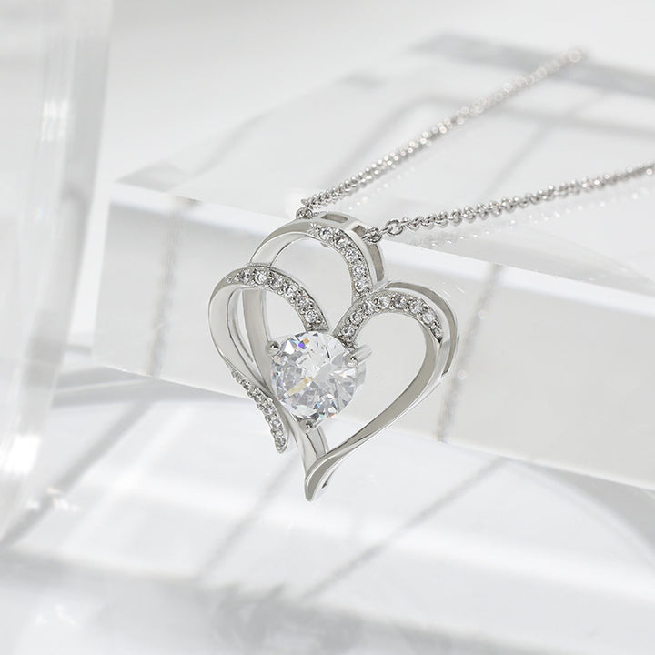 Double heart pendant with zircon