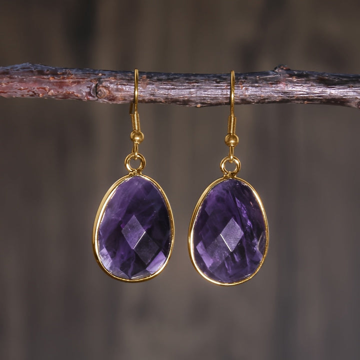 Sculpted Stone Gold Earrings
