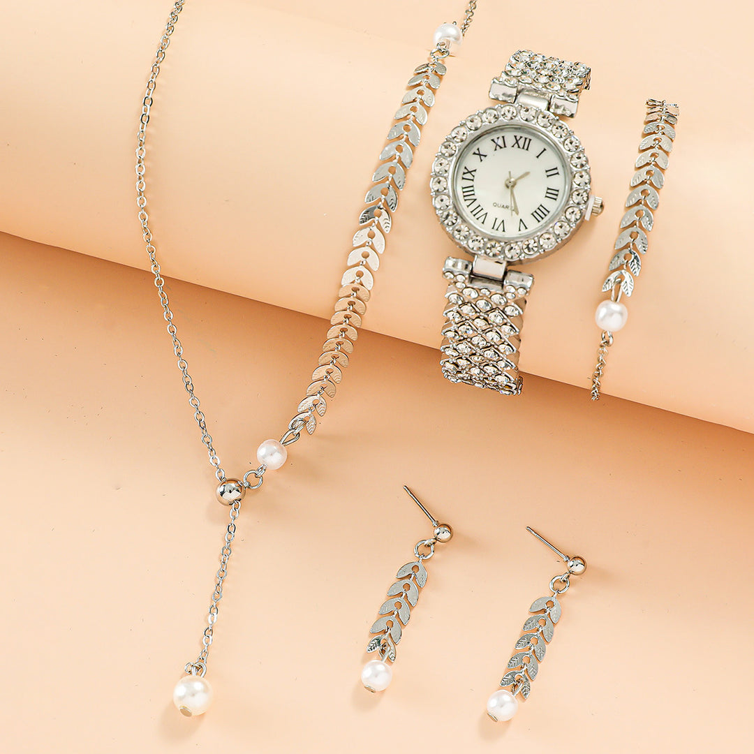 Rhinestone watch with matching jewellery set