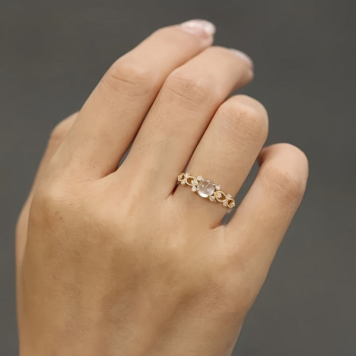 Golden Moonstone Elegant Ring
