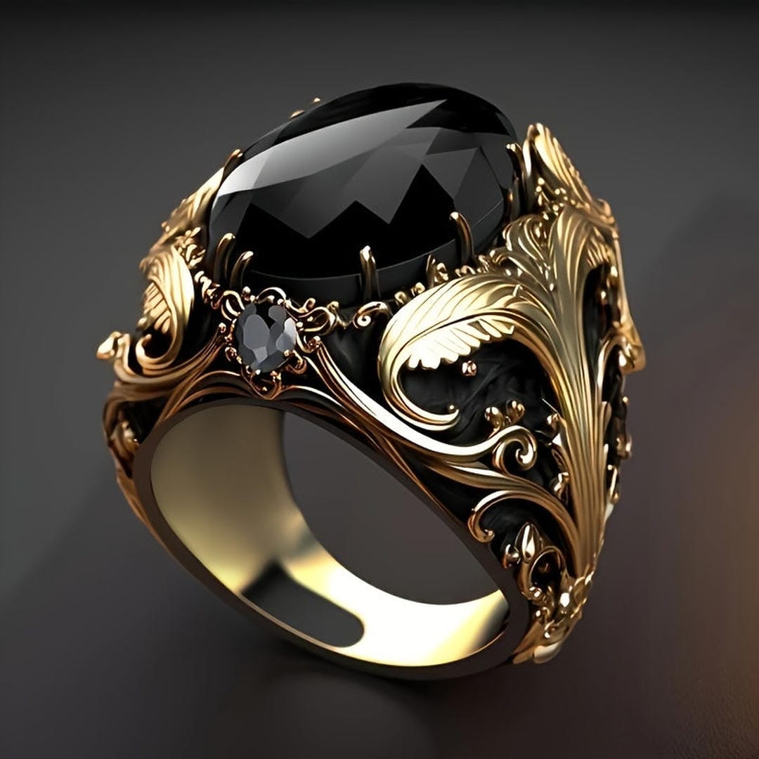 Midnight Baroque Onyx Statement Ring