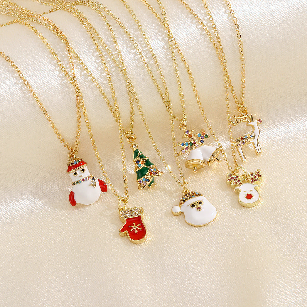 Enamel Christmas charm pendant necklace