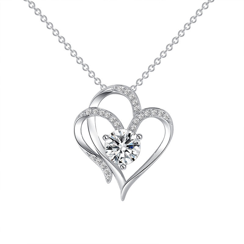 Double heart pendant with zircon
