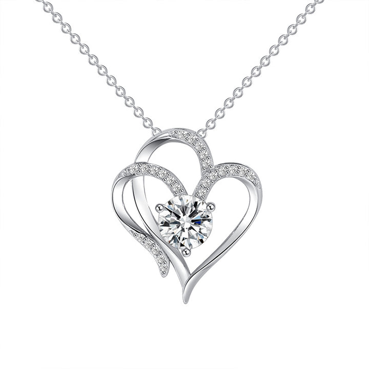 Double heart pendant with zircon