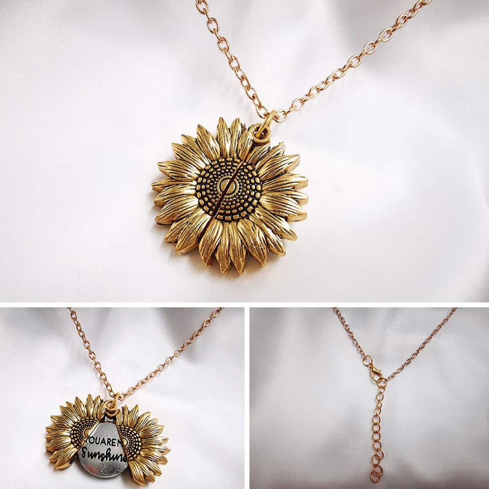 You Are My Sunshine sunflower pendant necklace, optional gift box