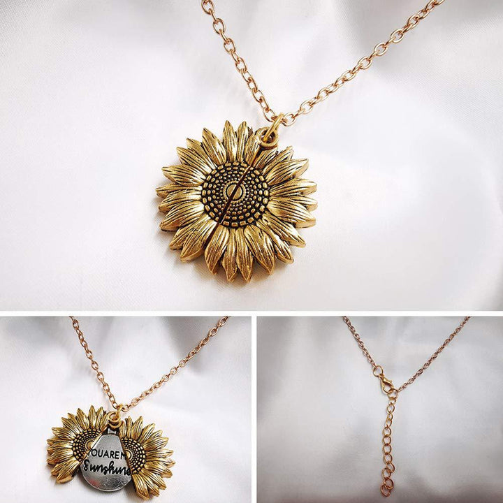 You Are My Sunshine sunflower pendant necklace, optional gift box