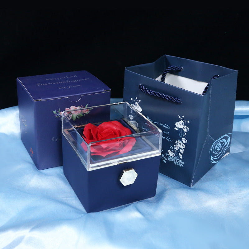 Rose gift box with rotating jewellery drawer