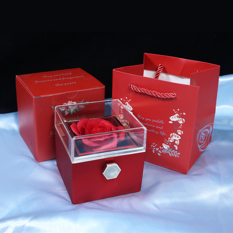 Rose gift box with rotating jewellery drawer