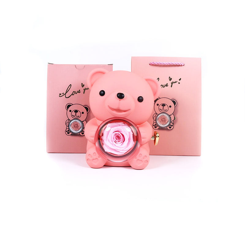 Teddy bear rose jewellery box