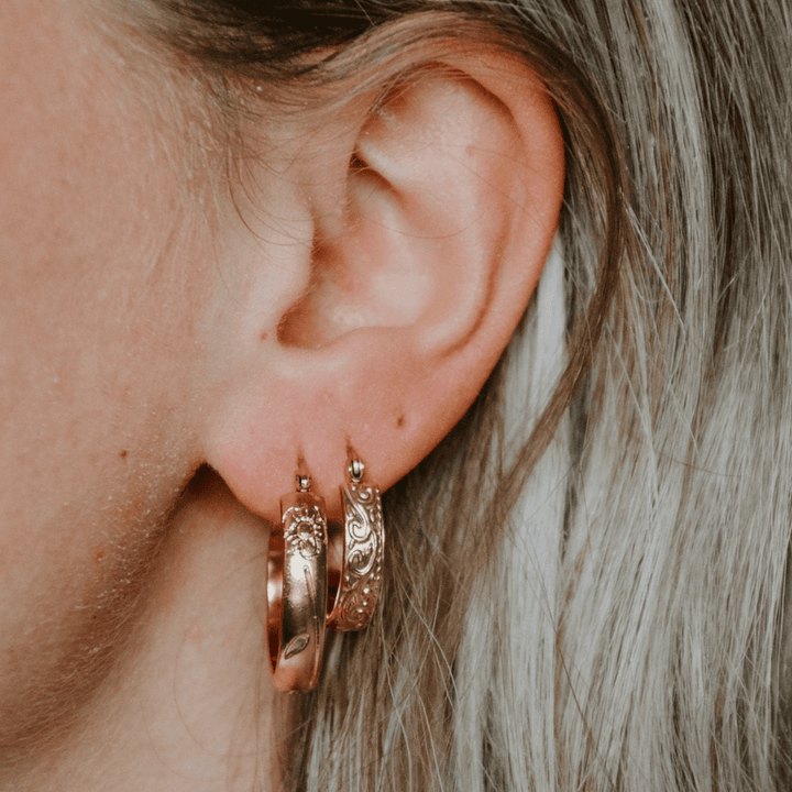 Elegant Floral Engraved Hoops