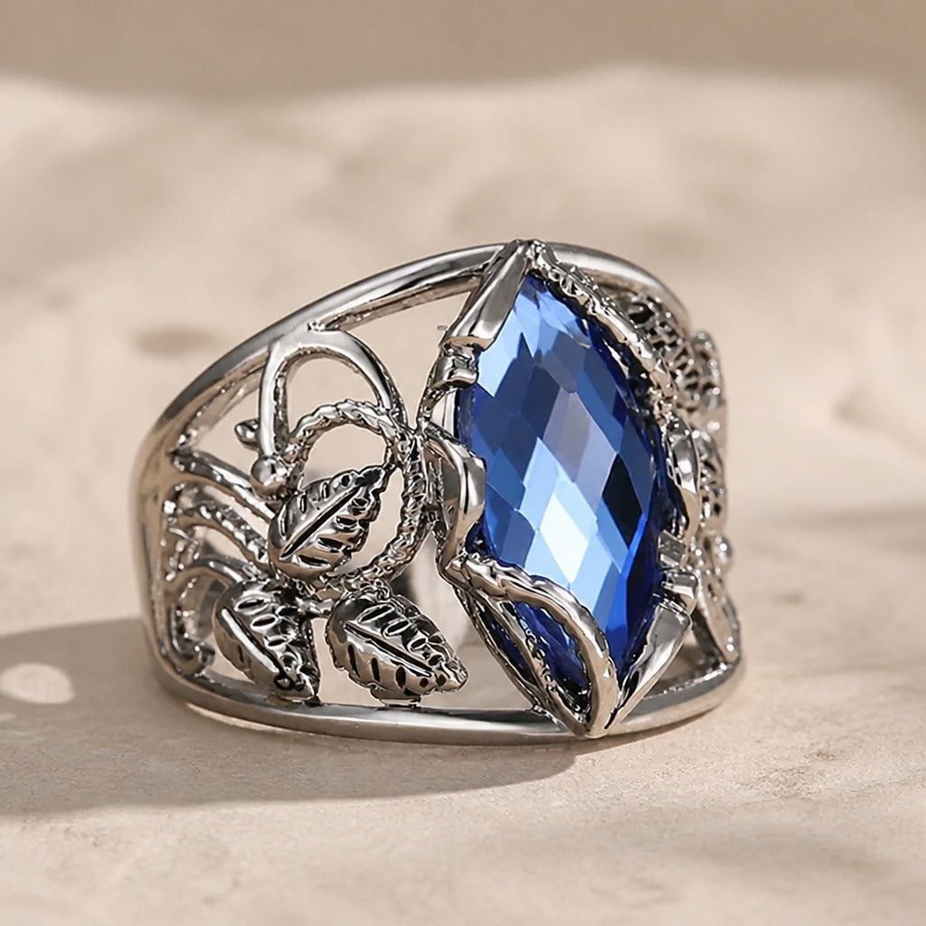 Regal Sapphire Leaf Ring