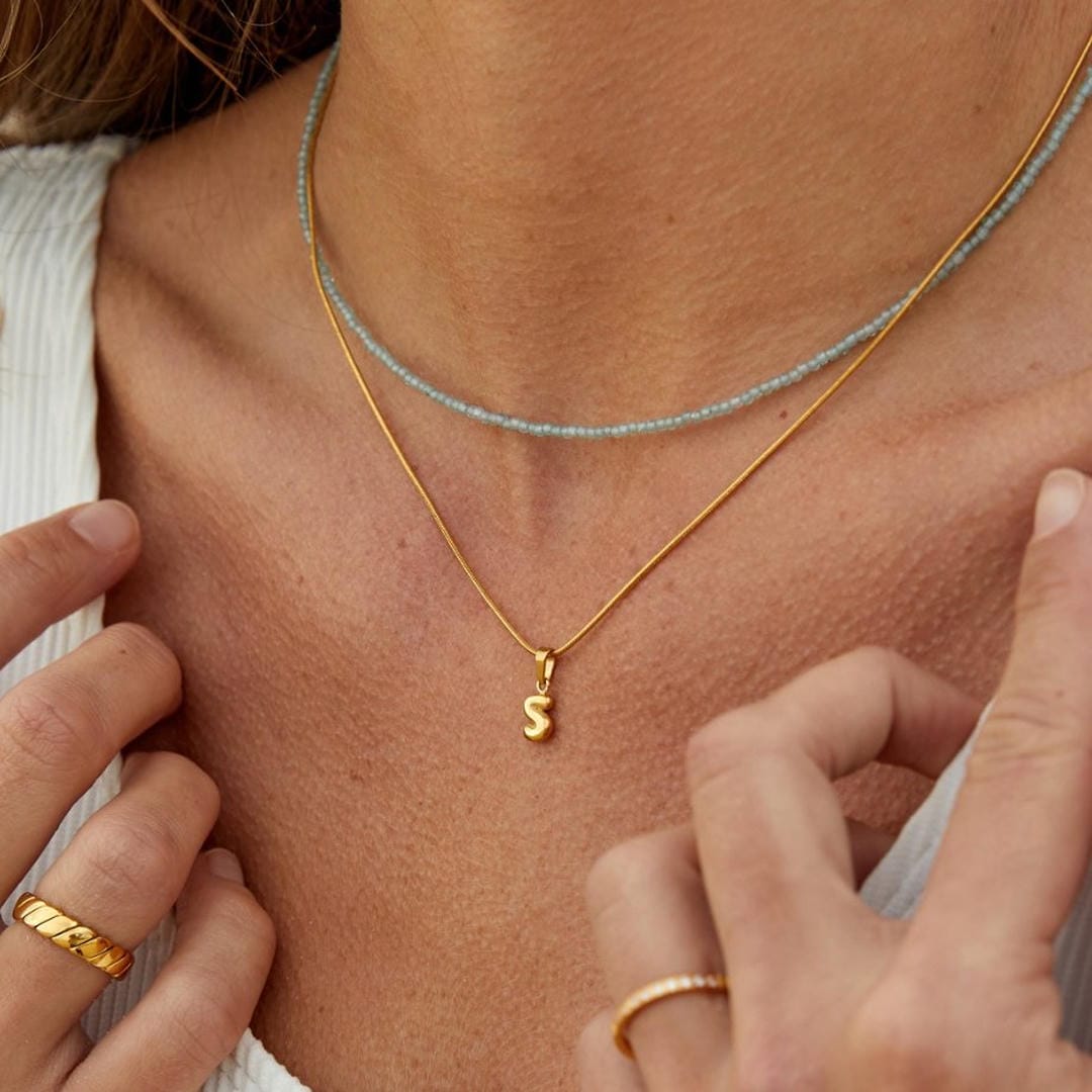 Trendy Bubble Letter Pendant Necklace