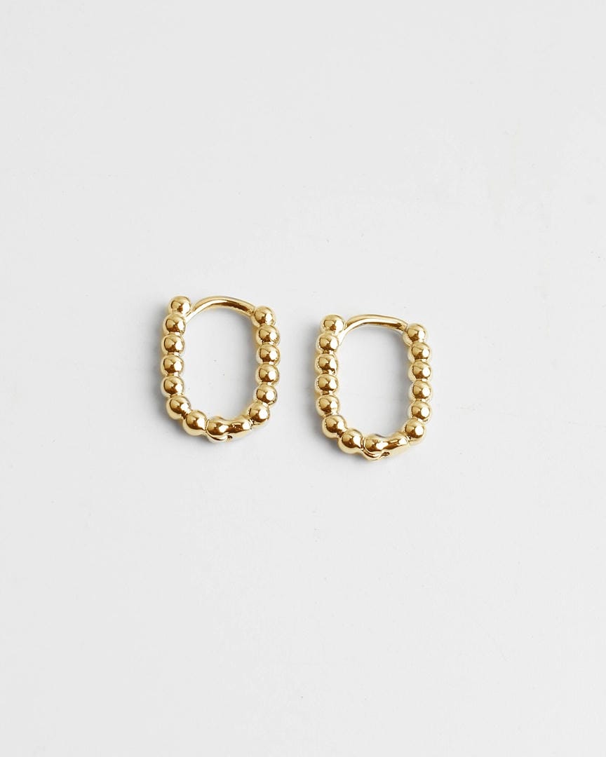 Beaded Oval Huggie Hoop Earrings