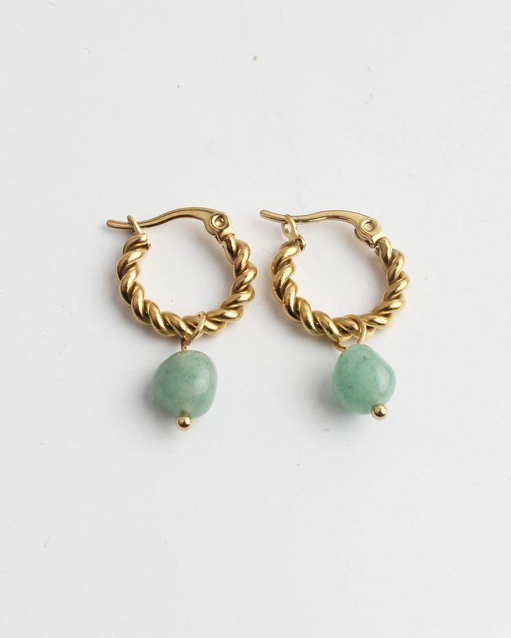 Louane Graceful Drop Stone Twisted Earrings