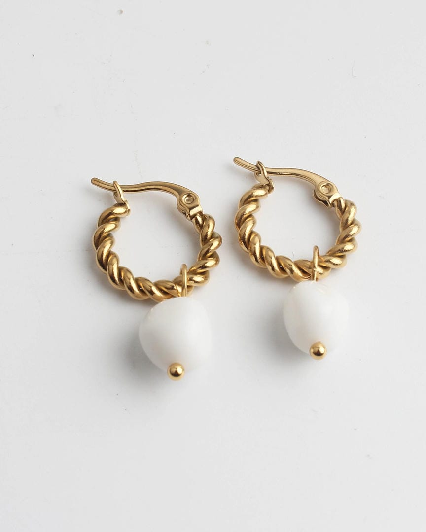 Louane Graceful Drop Stone Twisted Earrings