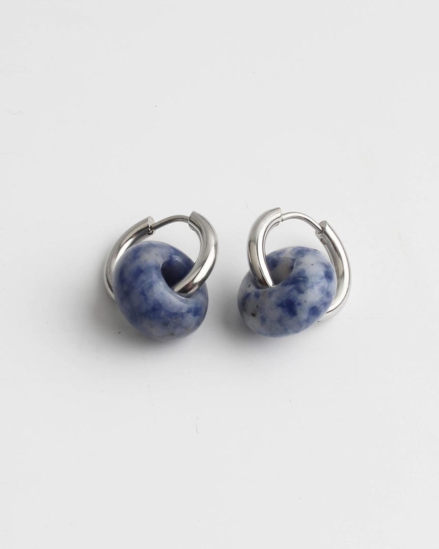 Stone Donut Hoop Earrings
