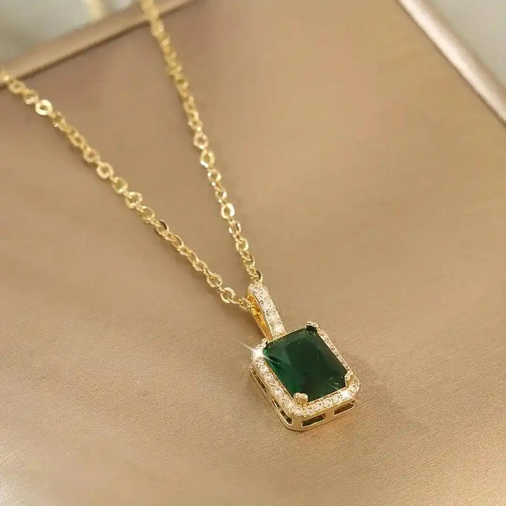 Emerald Crystal Gold Necklace