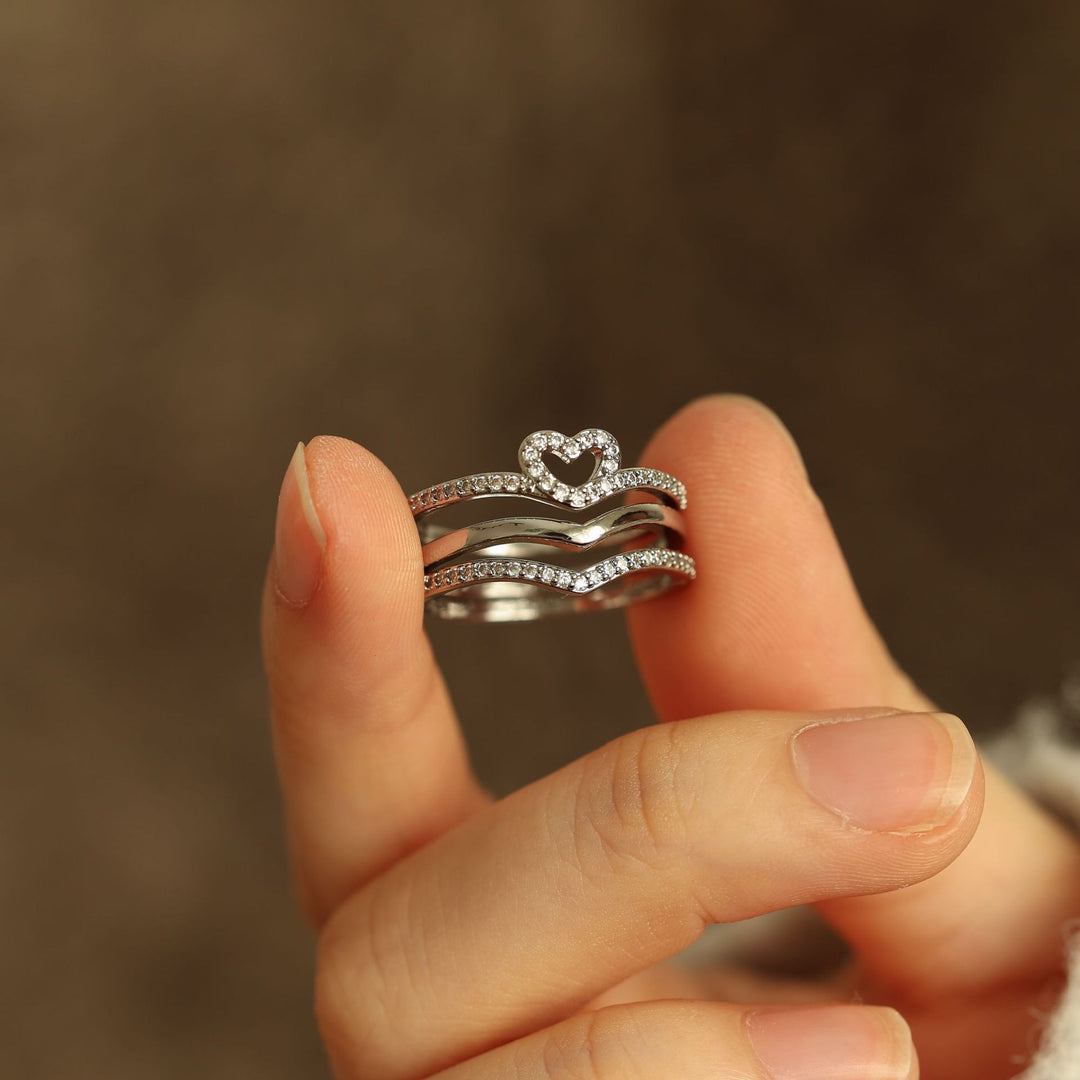 Shining Love Wish Bone Stacking Rings
